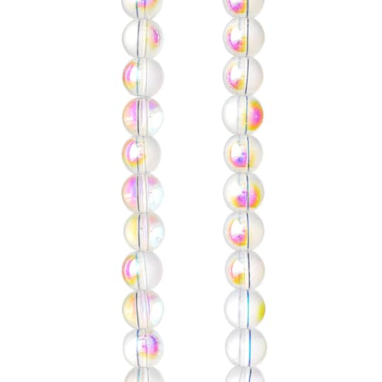 12 Pack: Crystal Aurora Borealis Faceted Glass Round Beads, 8mm by Bead Landing&#x2122;